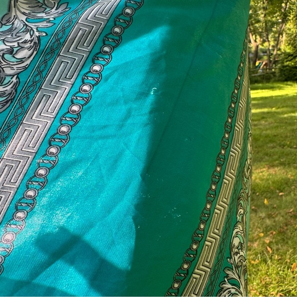 Y2K Boho Fairy Handkerchief Hem silky patterned halter dress Sz L - Picture 10 of 12